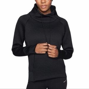ATHLETA - black JACQUARD ELEVATION funnel neck pullover - size XS